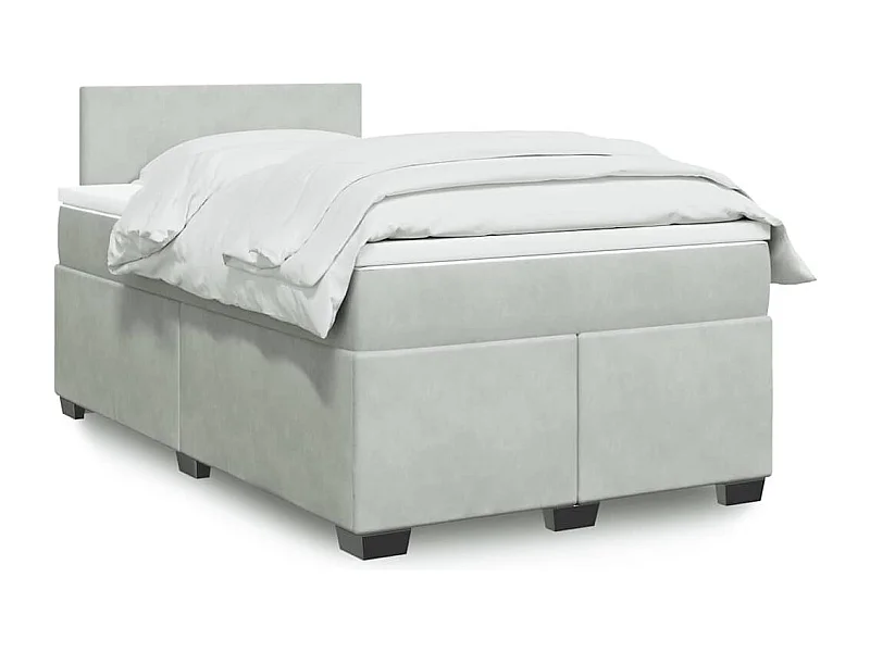 Cama box spring con colchón terciopelo gris claro 120x190 cm