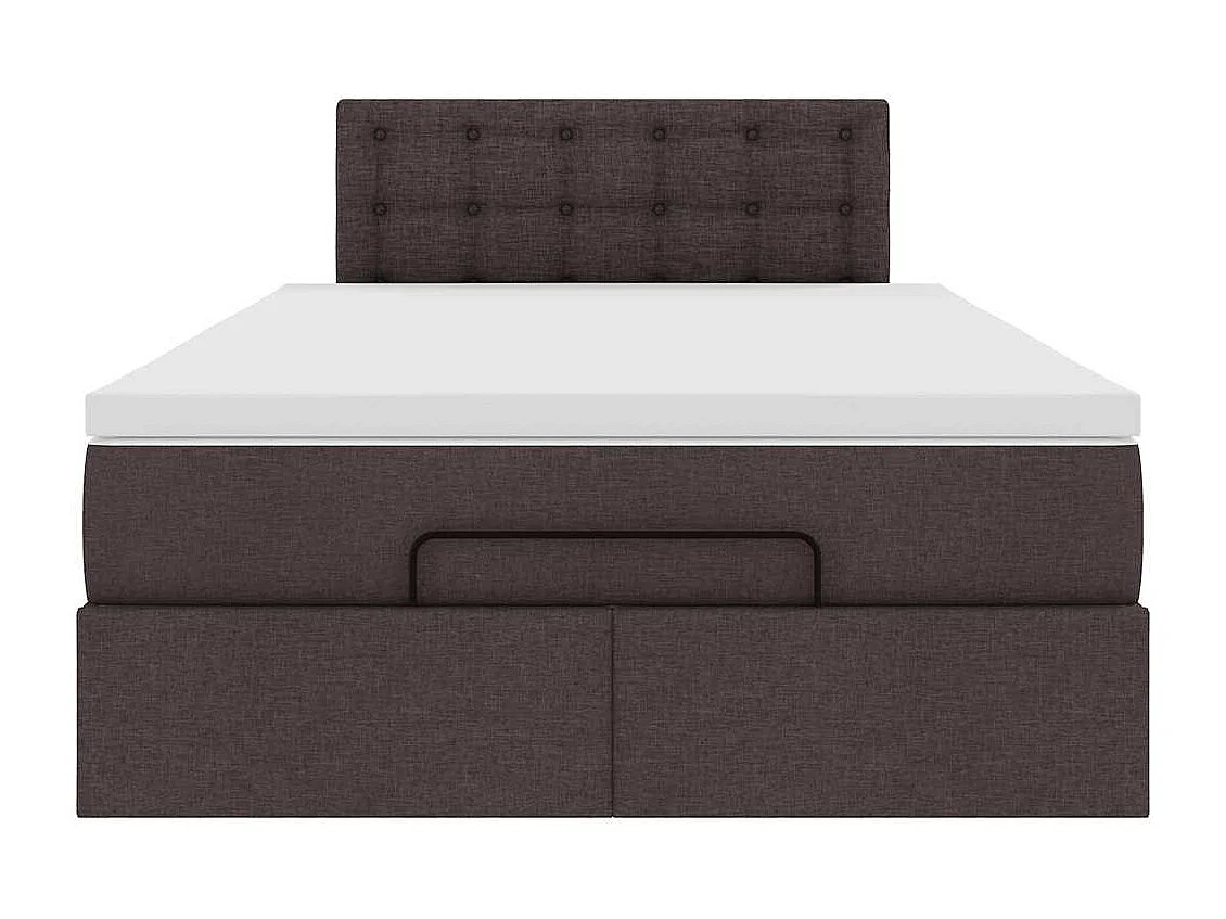 Lit ottoman avec matelas marron foncé 120x200 cm tissu