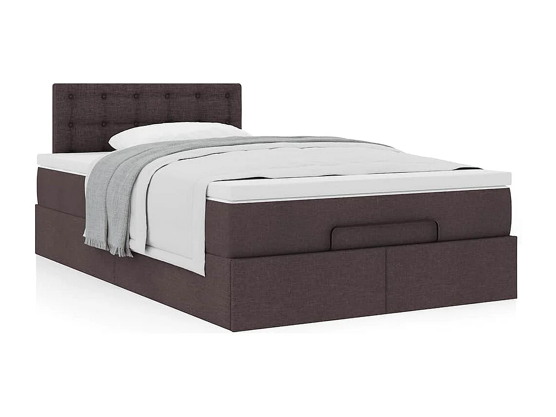 Lit ottoman avec matelas marron foncé 120x200 cm tissu