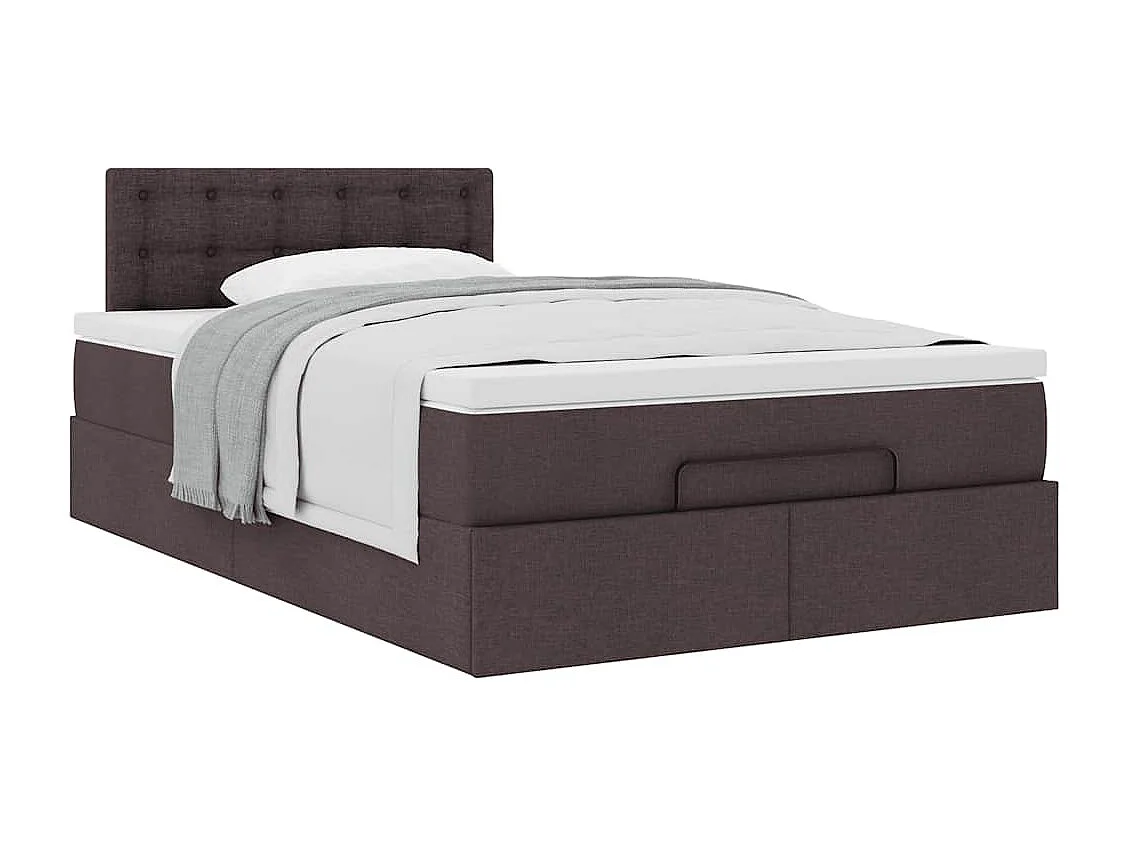 Lit ottoman avec matelas marron foncé 120x200 cm tissu