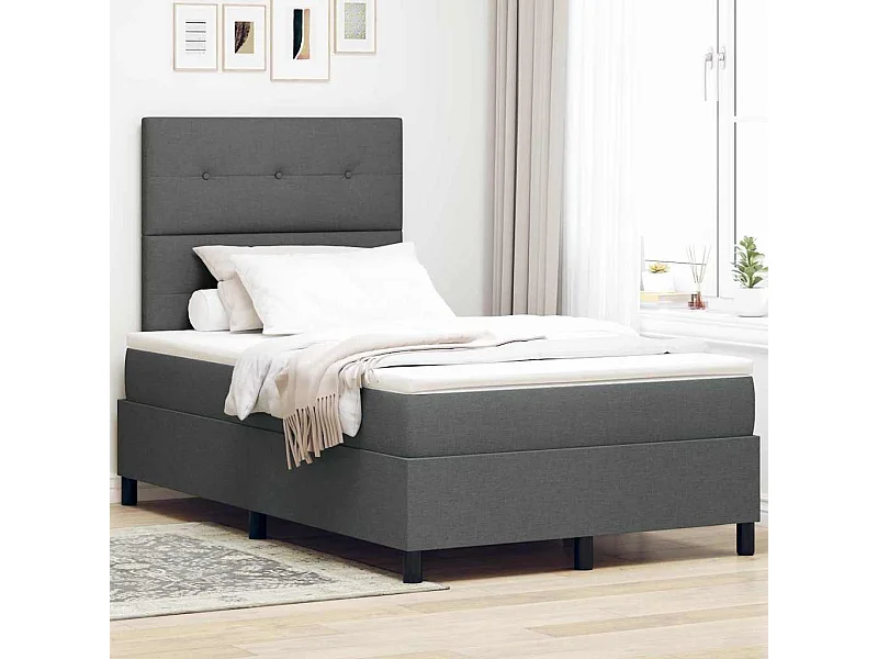 Lit à ressorts avec matelas Gris foncé 120 x 190 cm tissu