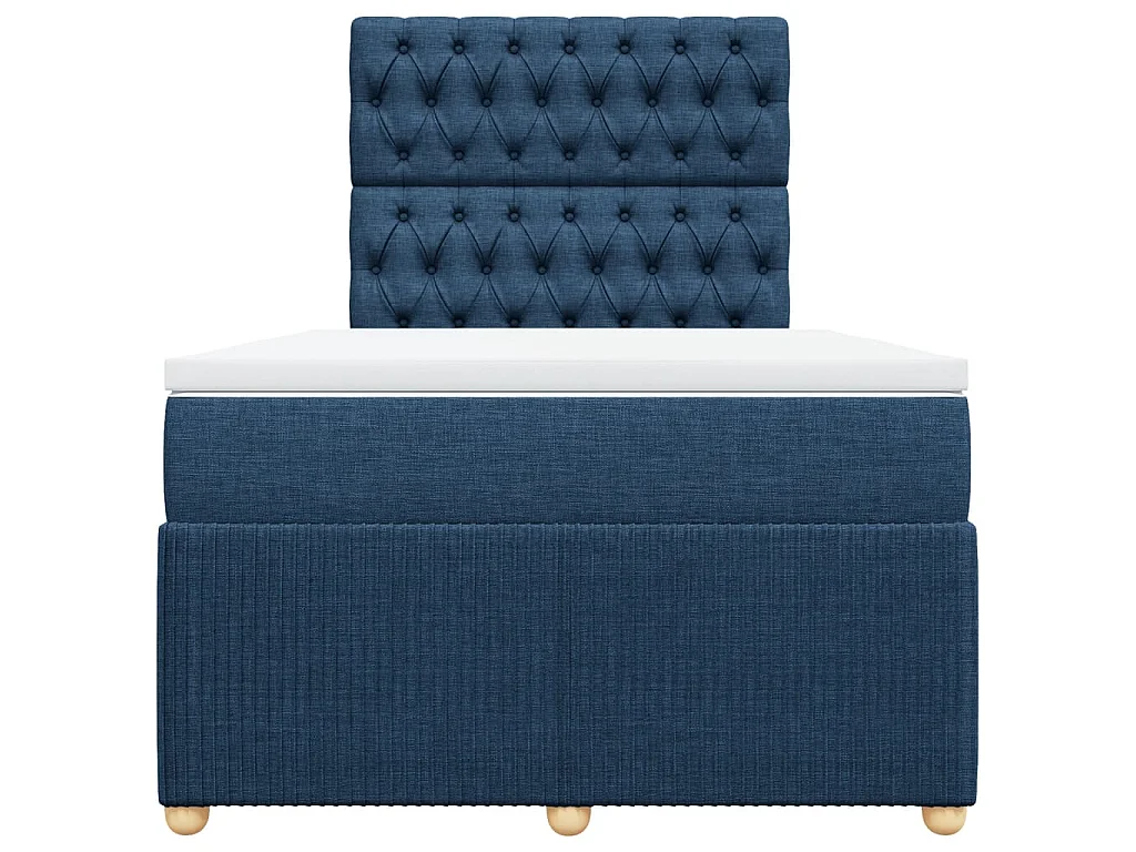 Cama box spring con colchón tela azul 120x200 cm
