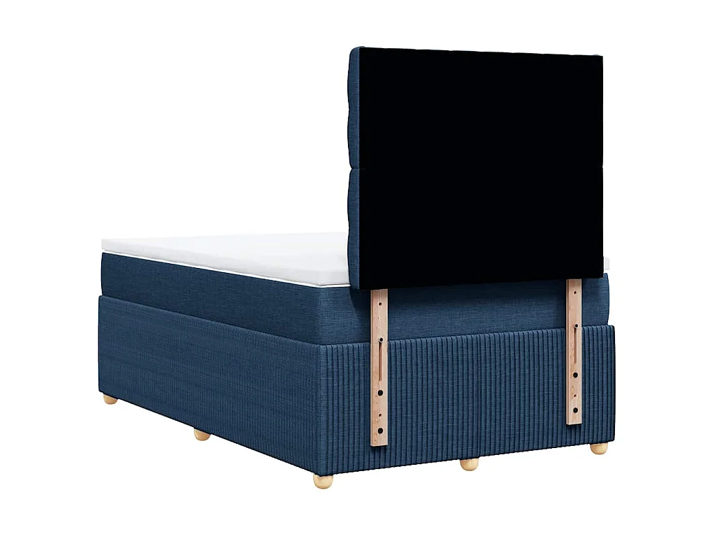 Cama box spring con colchón tela azul 120x200 cm