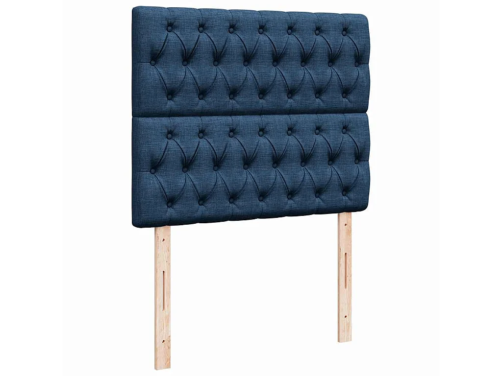 Cama box spring con colchón tela azul 120x200 cm
