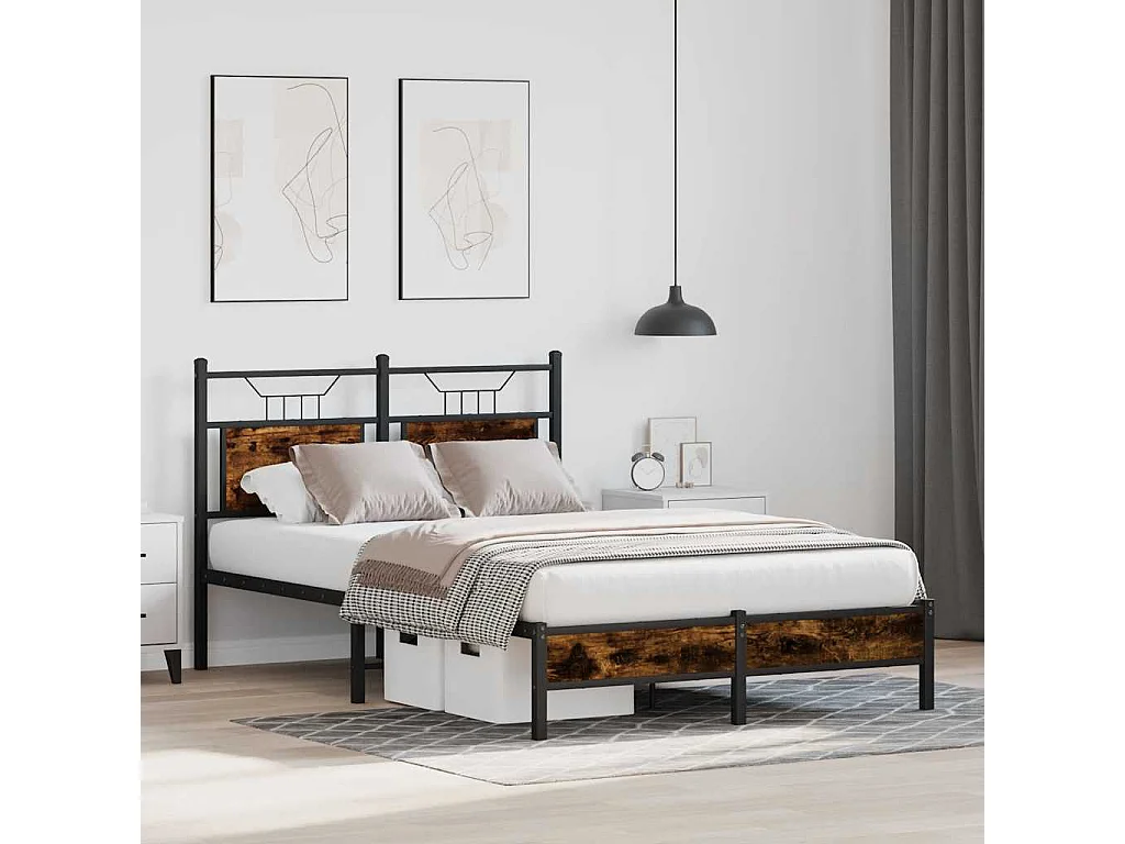 Cadre de lit sans matelas chêne fumé 120x200 cm bois ingénierie