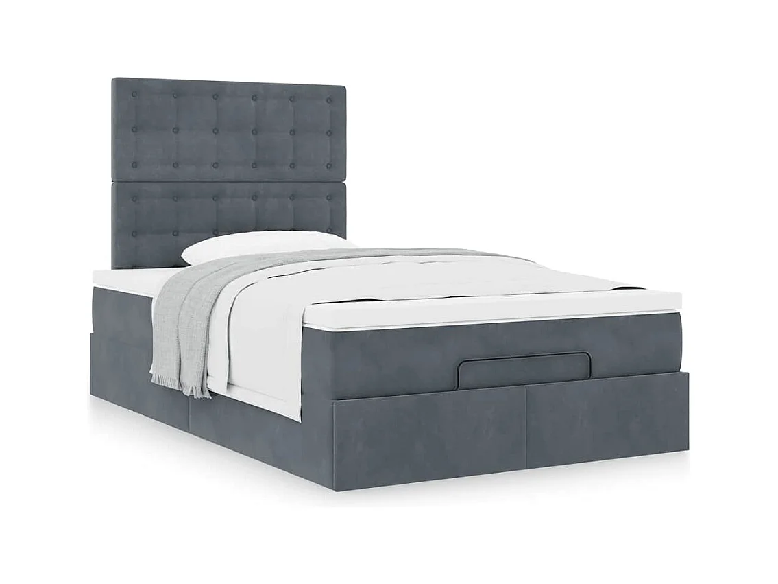 Cadre de lit ottoman avec matelas gris foncé 120x190 cm velours