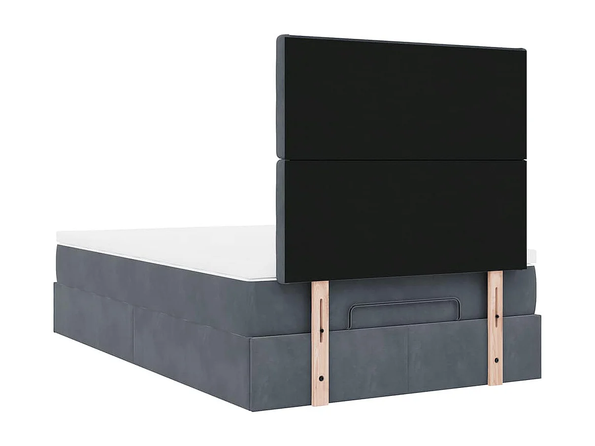 Cadre de lit ottoman avec matelas gris foncé 120x190 cm velours