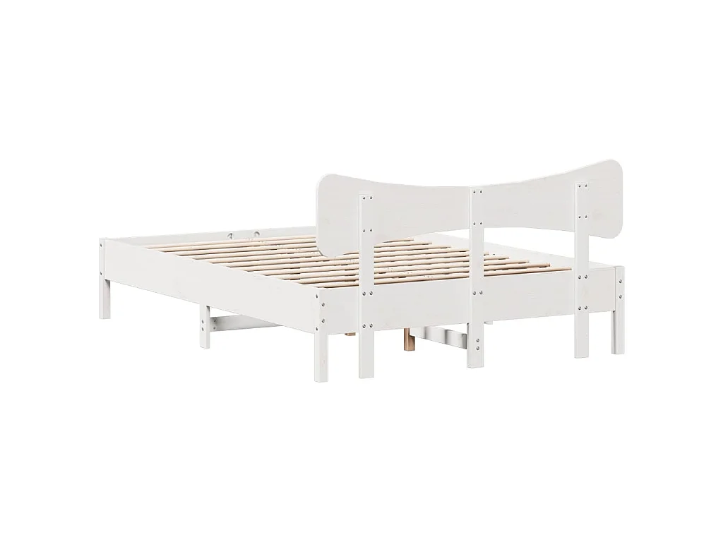 Bedframe zonder matras massief grenenhout wit 120x200 cm