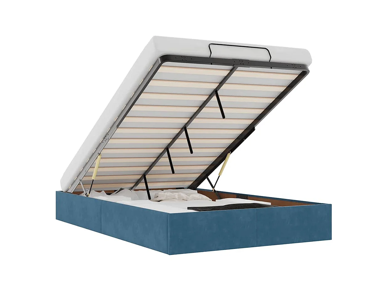 Ottoman bedframe zonder matras 120x200 cm fluweel donkerblauw