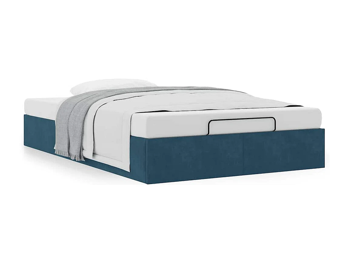 Estructura de cama otomana sin colchón terciopelo azul oscuro