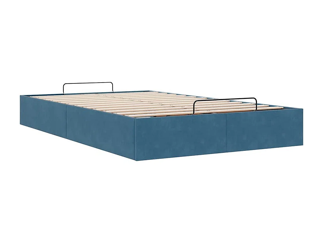 Estructura de cama otomana sin colchón terciopelo azul oscuro