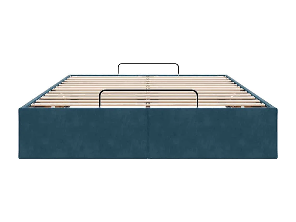 Estructura de cama otomana sin colchón terciopelo azul oscuro
