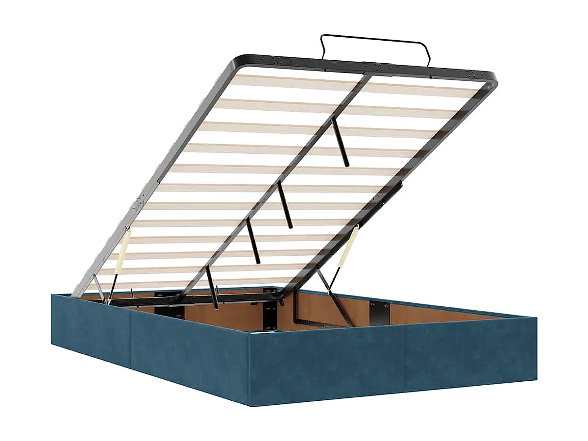 Estructura de cama otomana sin colchón terciopelo azul oscuro