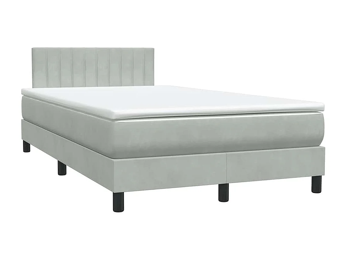 Boxspring met matras fluweel lichtgrijs 120x220 cm