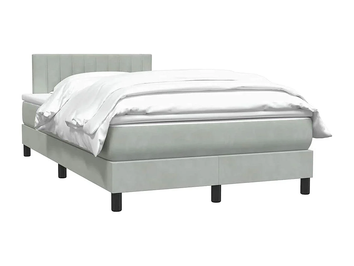 Boxspring met matras fluweel lichtgrijs 120x220 cm