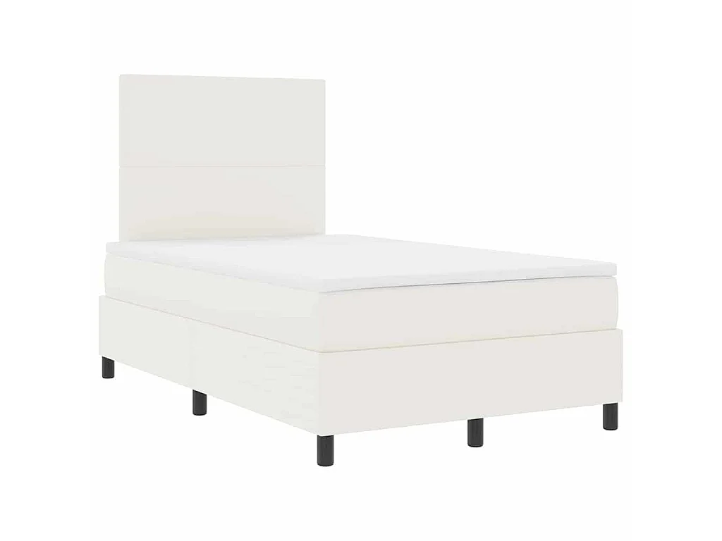 Cama Box Creme e Branco 120 x 200 cm Tecido de Veludo Cotele