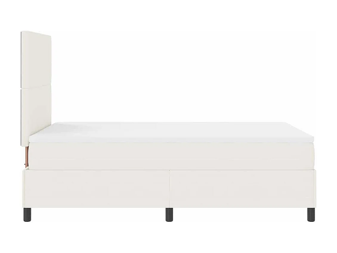 Cama Box Creme e Branco 120 x 200 cm Tecido de Veludo Cotele