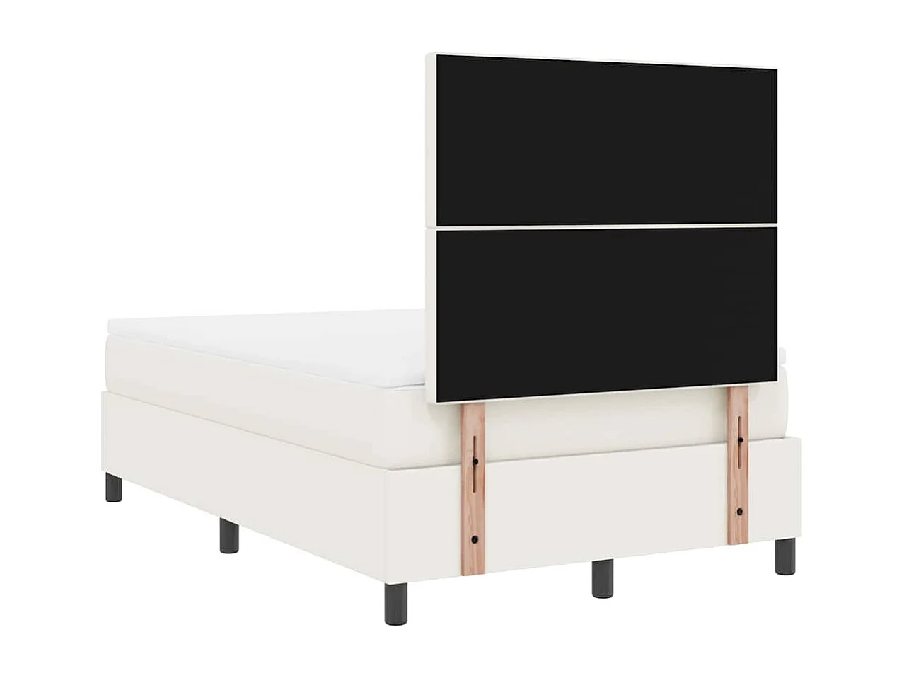 Cama Box Creme e Branco 120 x 200 cm Tecido de Veludo Cotele