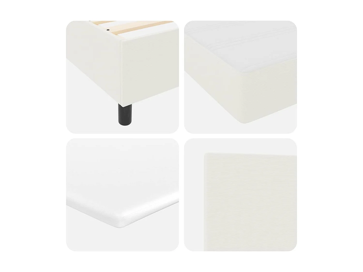 Cama Box Creme e Branco 120 x 200 cm Tecido de Veludo Cotele