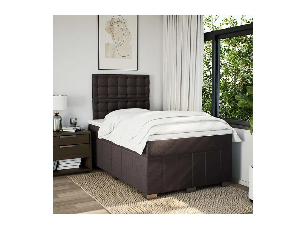 Boxspringbett mit Matratze Dunkelbraun 120x190 cm Stoff