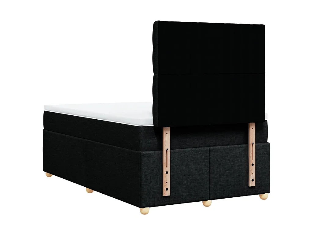 Cama box spring con colchón tela negro 120x200 cm
