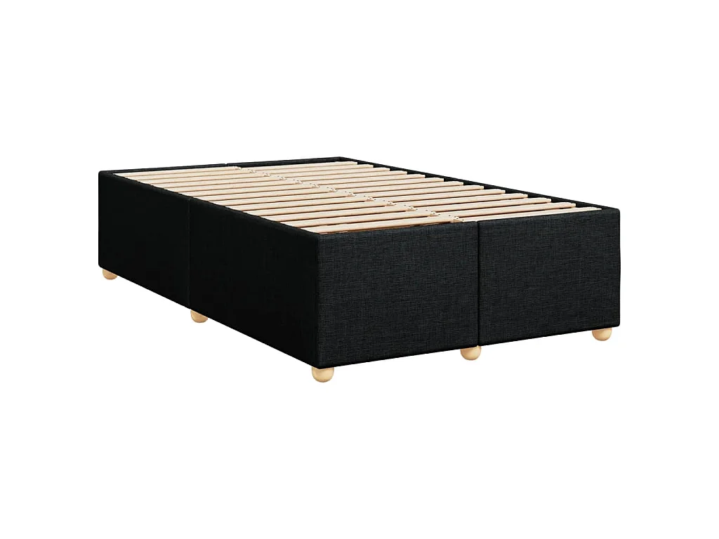 Cama box spring con colchón tela negro 120x200 cm