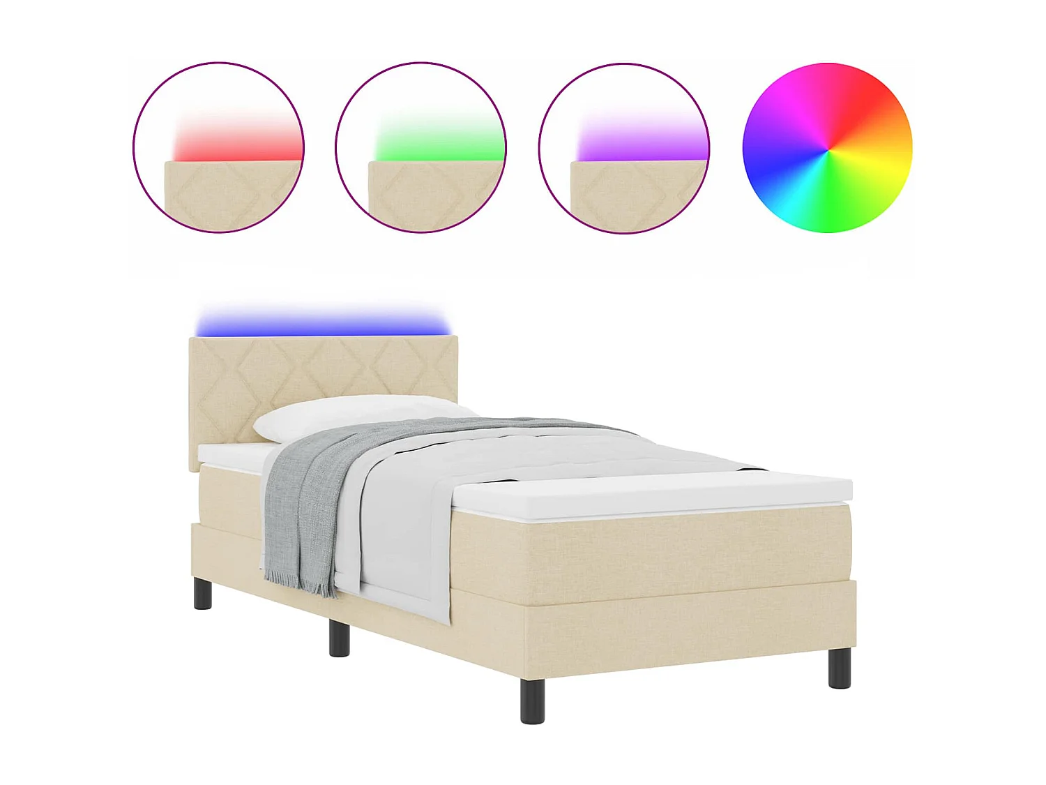 Letto a molle con materasso Crema 100 x 200 cm Tessuto