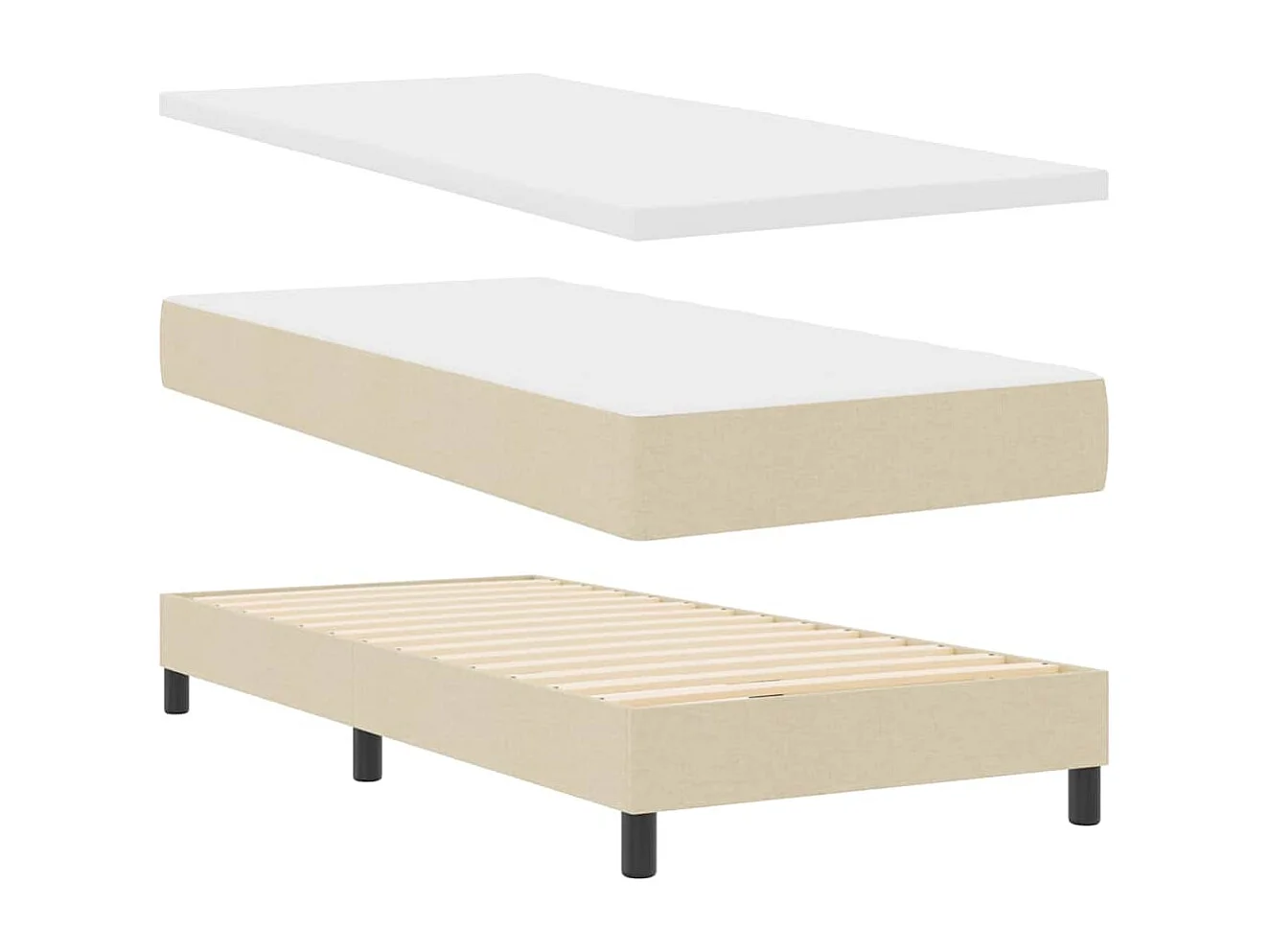 Letto a molle con materasso Crema 100 x 200 cm Tessuto