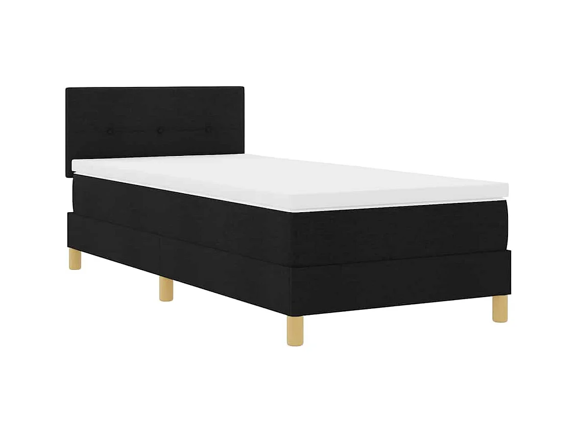 Lit boxspring avec matelas avec matelas Noir 100 x 200 cm tissu