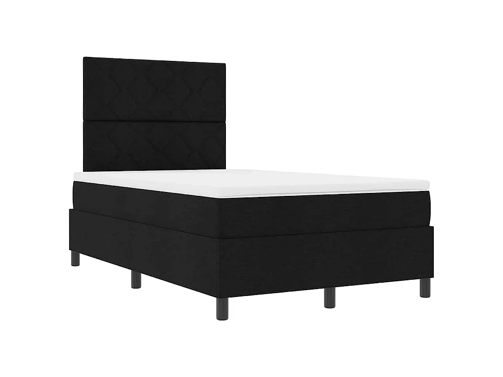 Cama tipo Box Spring con tiras LED Negro 120 x 200 cm tela