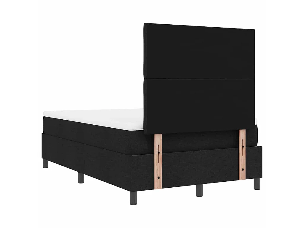 Cama tipo Box Spring con tiras LED Negro 120 x 200 cm tela