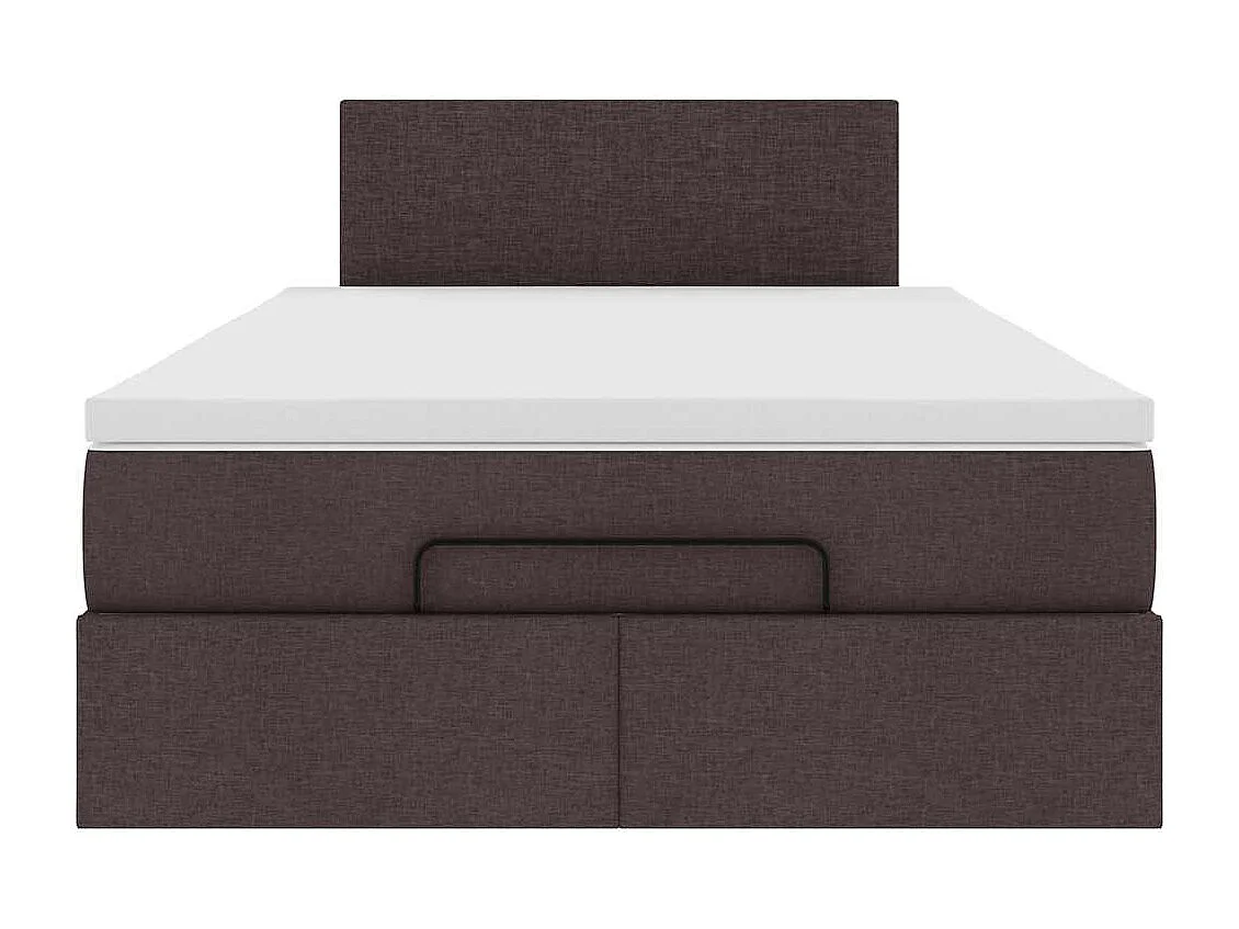 Lit ottoman avec matelas marron foncé 120x200 cm tissu
