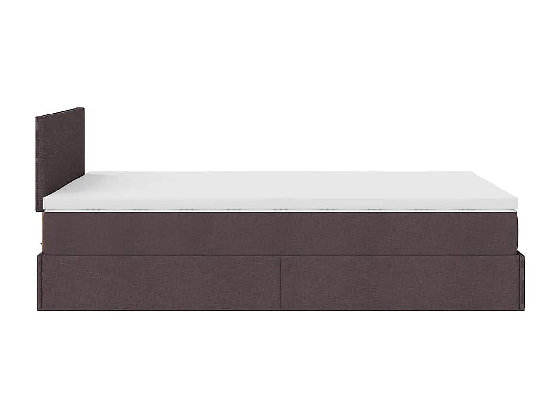 Lit ottoman avec matelas marron foncé 120x200 cm tissu