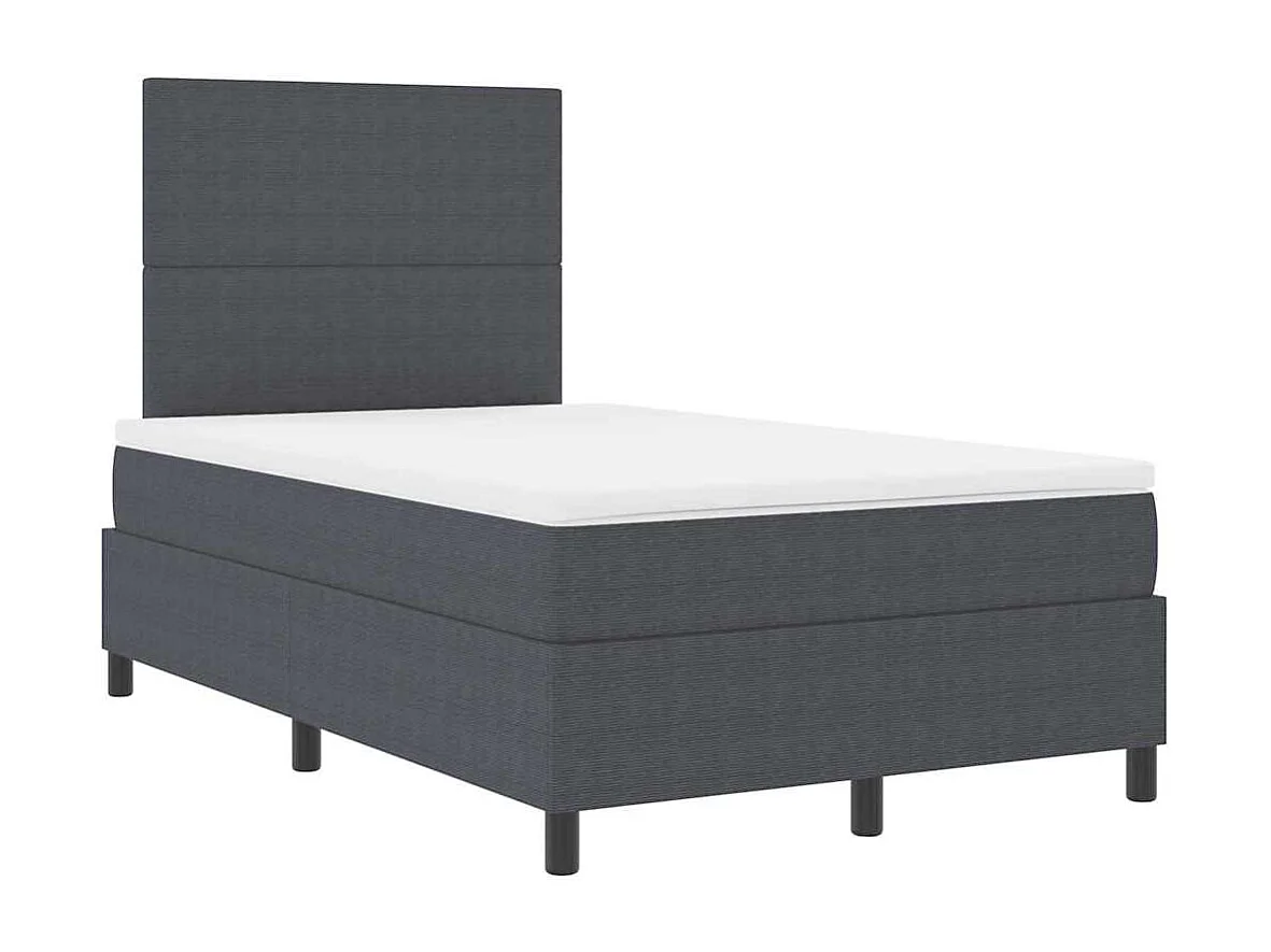 Boxspringbed Donkergrijs en Wit 120 x 190 cm Katoen Stof