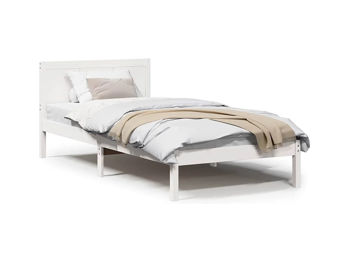 Estrutura da Cama Branco 100 x 200 cm Madeira de pinho maciça