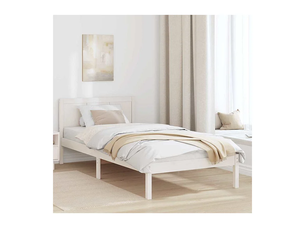 Cadre de lit Blanc 100 x 200 cm Bois de pin massif