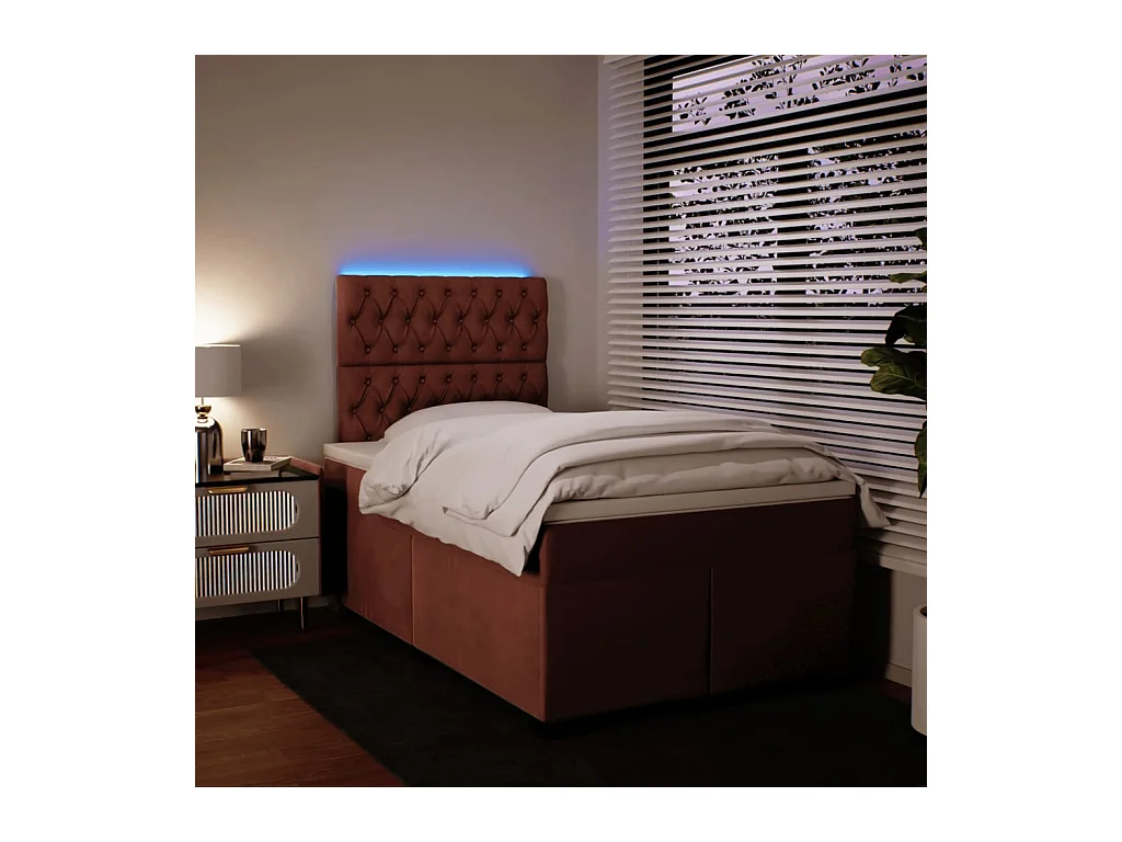 Sommier à lattes de lit avec matelas rose 120x190 cm velours