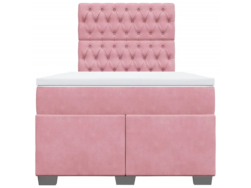 Cama box spring con colchón terciopelo rosa 120x190 cm