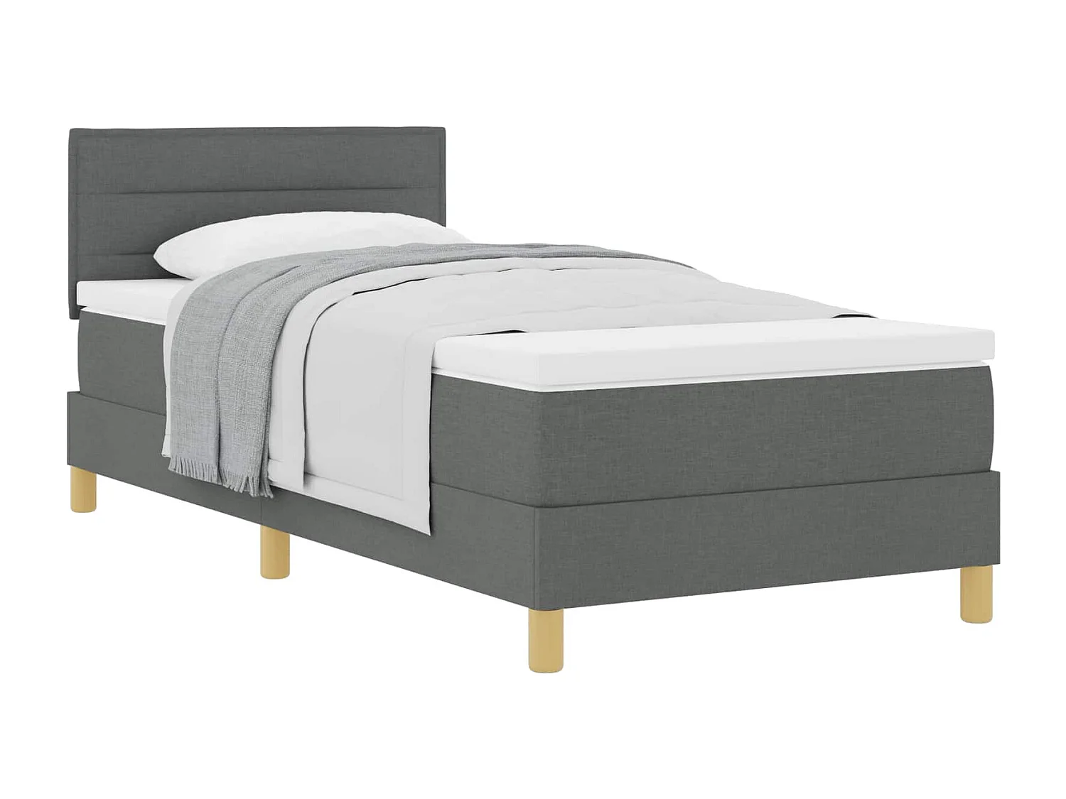 Letto a molle con materasso Grigio scuro 100 x 200 cm Tessuto