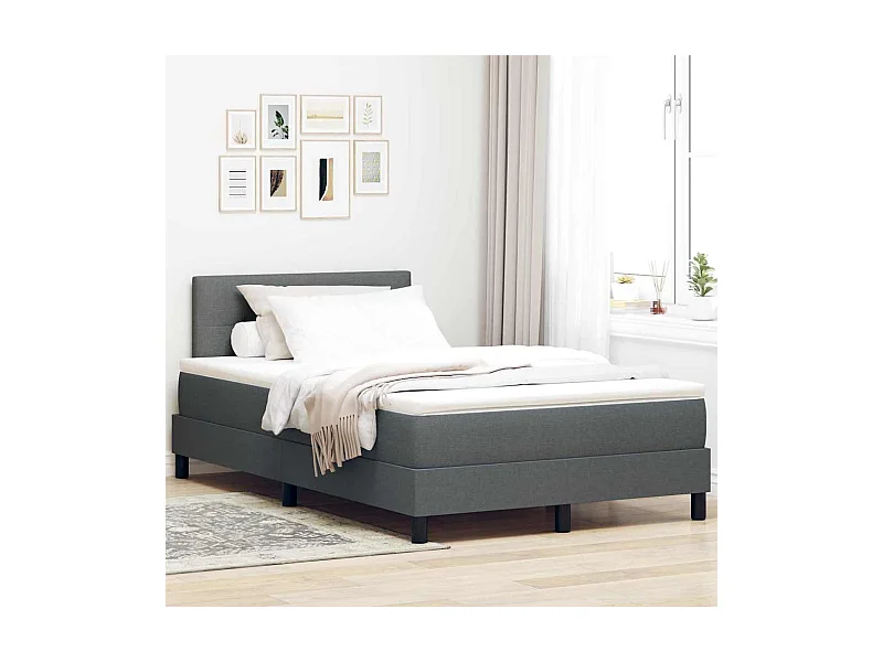 Boxspringbett mit Matratze Dunkelgrau 120 x 200 cm Stoff