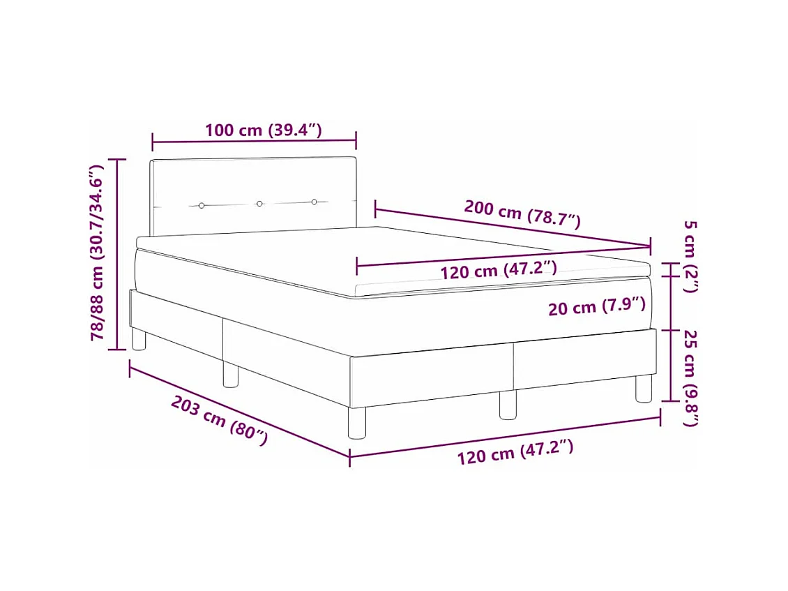 Boxspringbett mit Matratze Dunkelgrau 120 x 200 cm Stoff