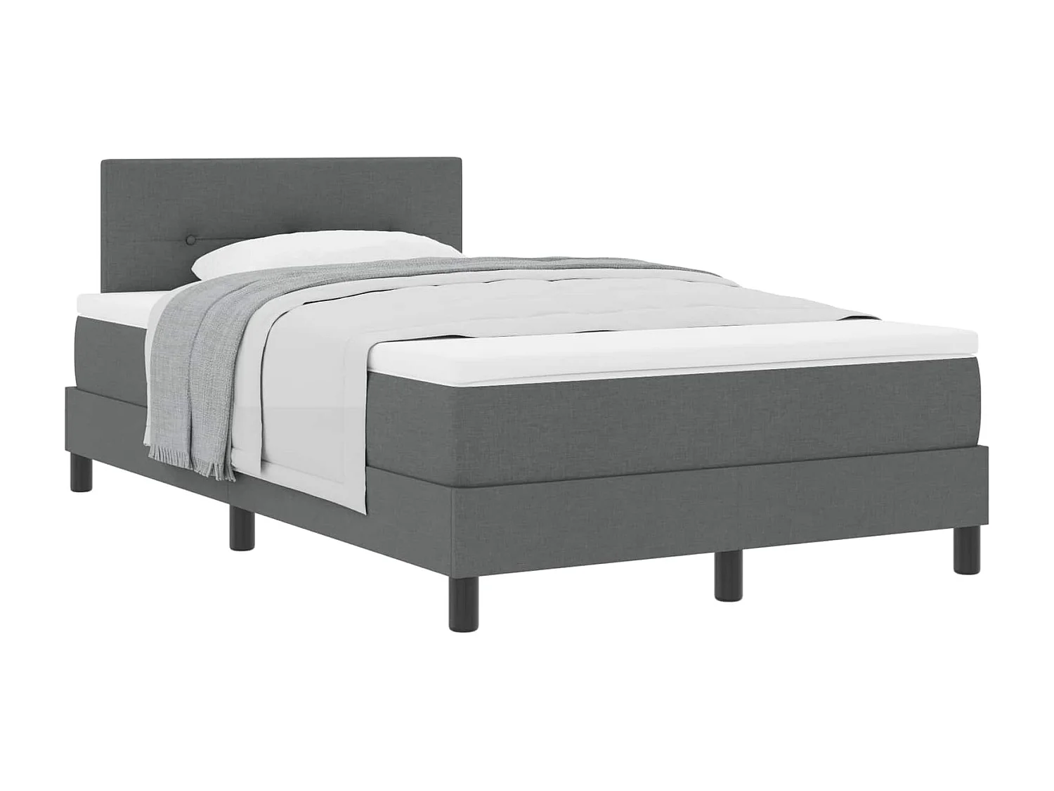 Letto a molle con materasso Grigio scuro 120 x 200 cm Tessuto