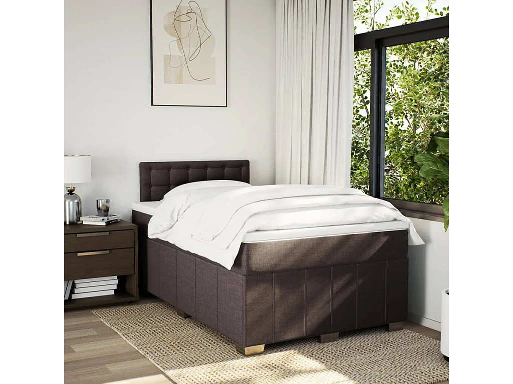 Cama com molas/colchão 120x200 cm tecido castanho-escuro