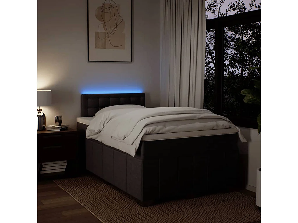 Cama com molas/colchão 120x200 cm tecido castanho-escuro