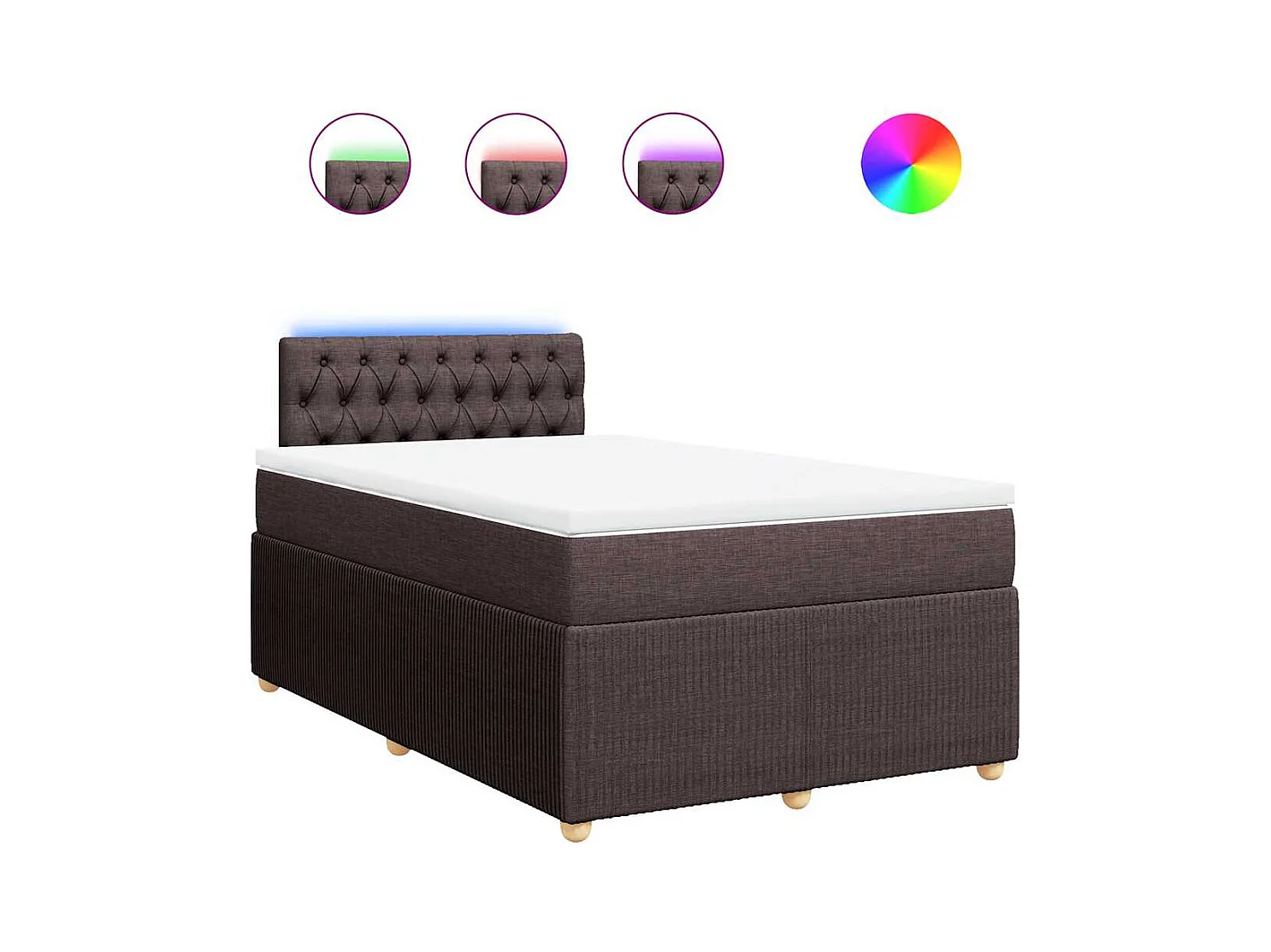 Sommier à lattes de lit et matelas marron foncé 120x190cm tissu