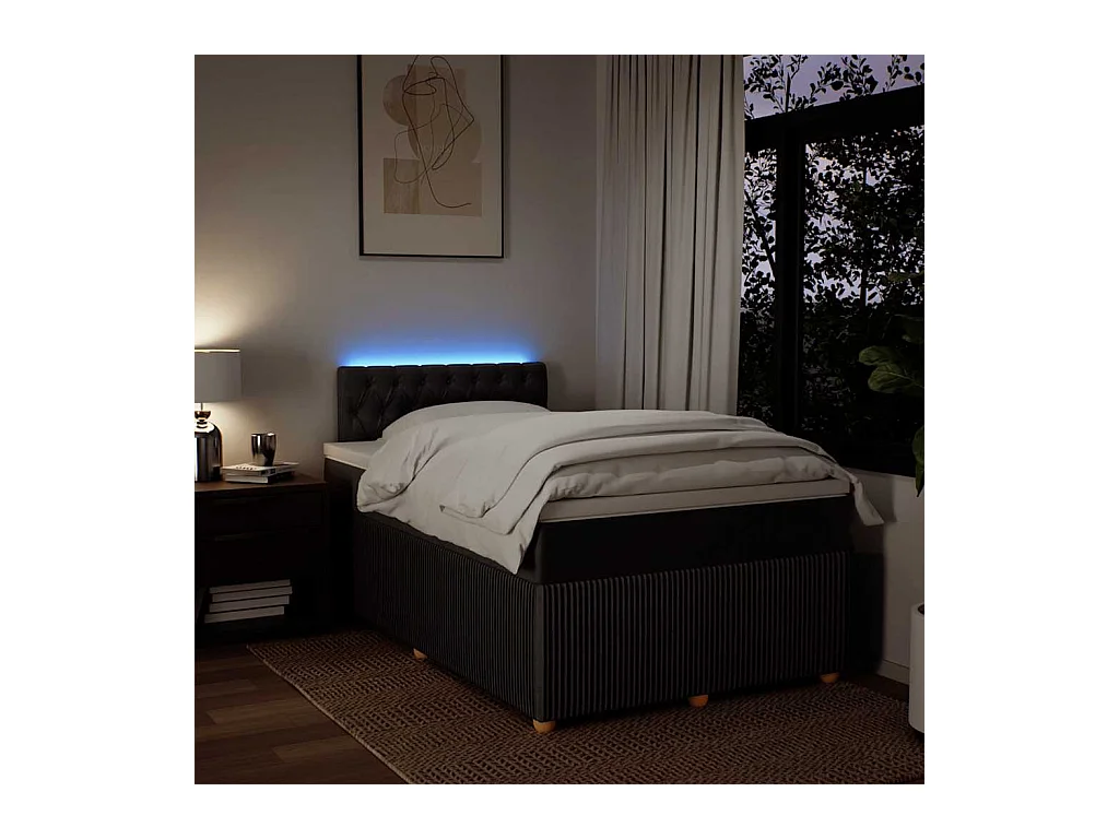 Sommier à lattes de lit et matelas marron foncé 120x190cm tissu