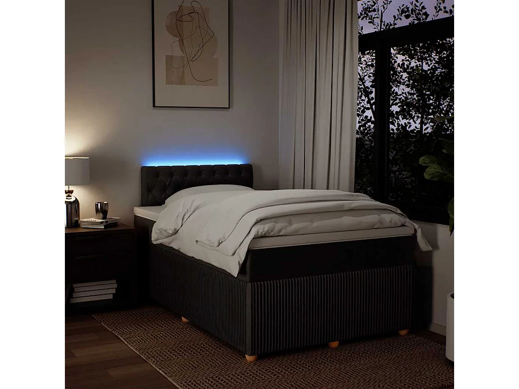 Sommier à lattes de lit et matelas marron foncé 120x190cm tissu