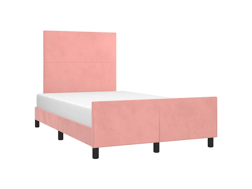Estructura de cama sin colchón terciopelo rosa 120x190 cm