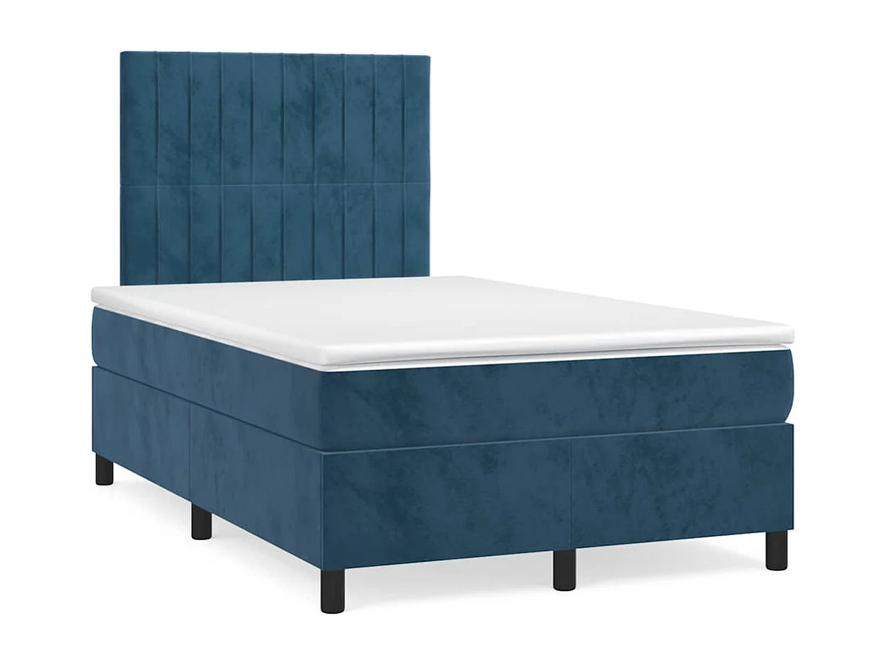 Sommier à lattes de lit avec matelas LED bleu foncé 120x190 cm