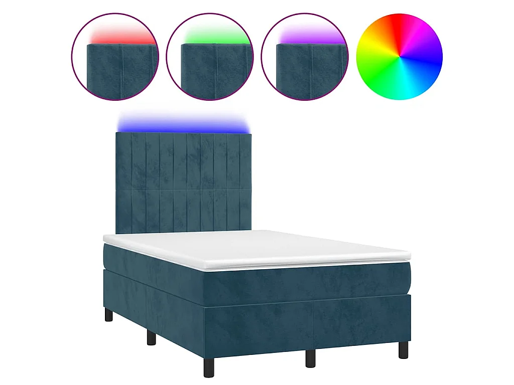 Boxspringbett mit Matratze & LED Dunkelblau 120x190 cm Samt